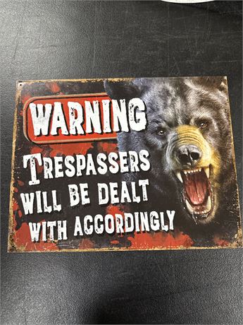 No Trespassing 12.5x16” Metal Retro Sign