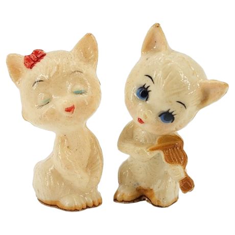 Pair Vintage Anthropomorphic Cat Figurines