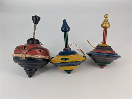 Vintage Set 3 Spinning Top Ornaments