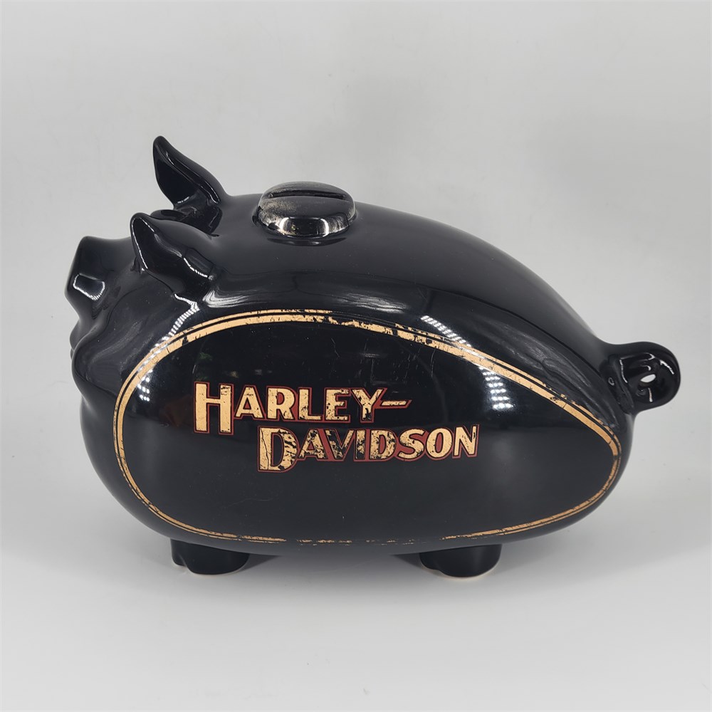 Great Lakes VNTG - Harley-Davidson Black Ceramic Hog Gas Tank Piggy Bank