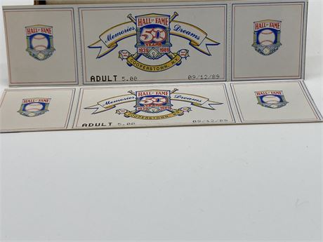 2 BASEBALL HALL OF FAME 50 YEAR ANNIVERSARY TICKETS