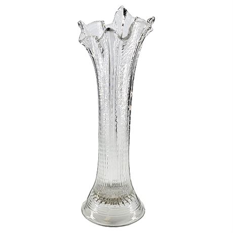 1900s Clear Ribbed/Rippled 12" Swung Glass Vase