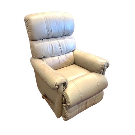 Leather Chair - Recliner Beige/Grey Color