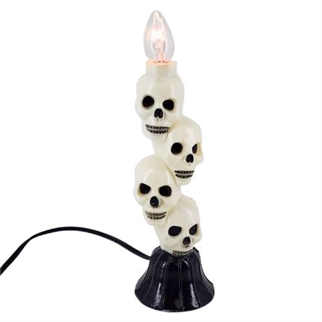 Vintage Plastic Halloween Stacked Skulls Electric Candle