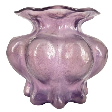 Vintage Clouded Purple Art Glass Vase