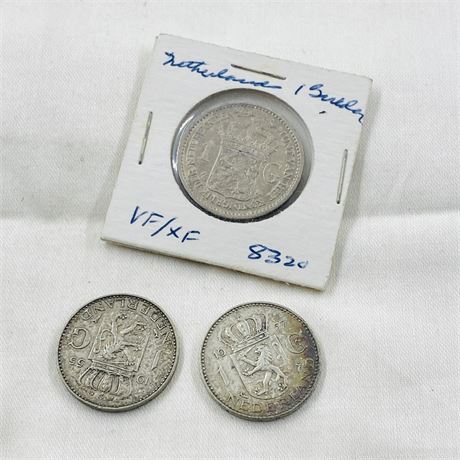 3 Netherland Guilden Coins