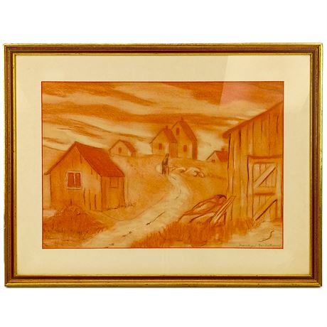 Marilyn Nordstrom Framed Tonalist Farm Landscape Print