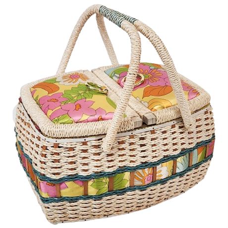 Vintage JC Penney Flower Power Sewing Basket Made in Japan