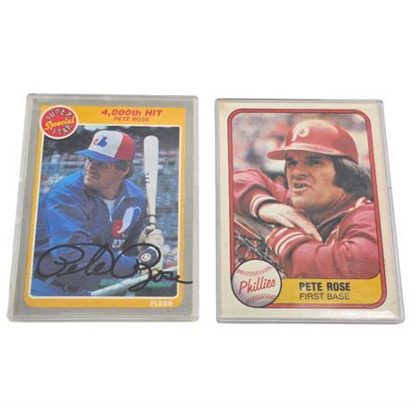 Pete Rose Autographed Baseball Card 1981, 1985 Fleer