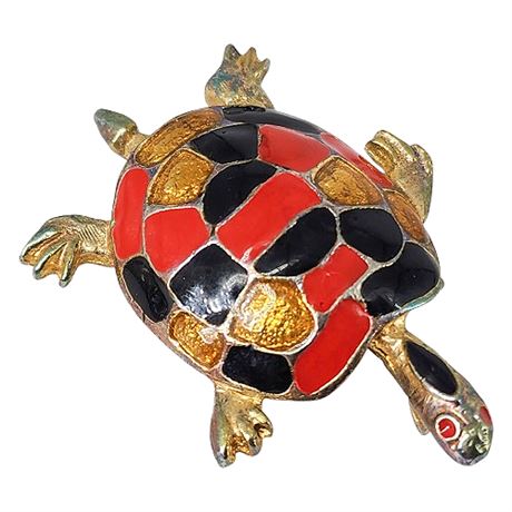 Vintage Enameled Turtle Brooch