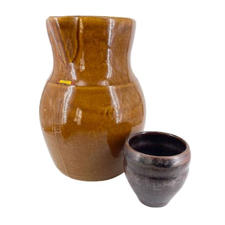Vintage Pottery Lot- Large Pitcher & Small Vase