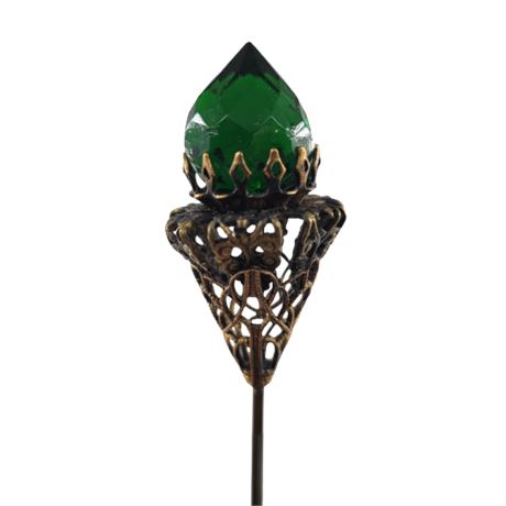 VTG Brass & Simulated Emerald Hat Pin