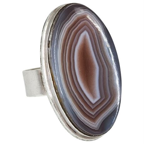 Sterling Silver Botswana Agate Ring, Sz 4.75