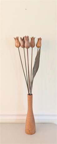Tall 23.75" Handmade Wood Tulips in Wood Vase