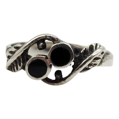 Vintage Sterling Silver Black Onyx Ring, Sz 6.5