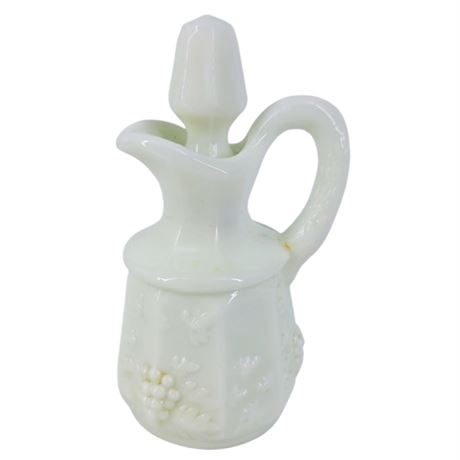 Vintage Westmoreland Milk Glass Grape Print Cruet with Stopper