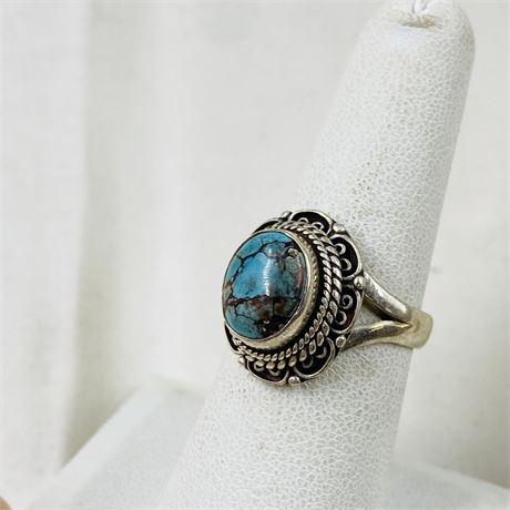7.8g Sterling Turquoise Ring Size 7.5