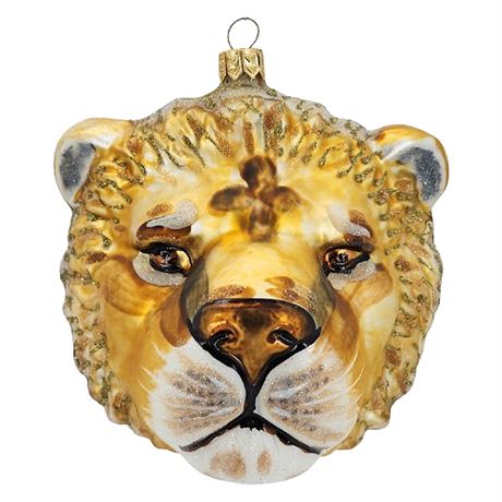 Slavic Treasures Poland Fine Blown Glass Lion Head Ornament