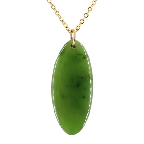 Nephrite Jade Oval Pendant Necklace
