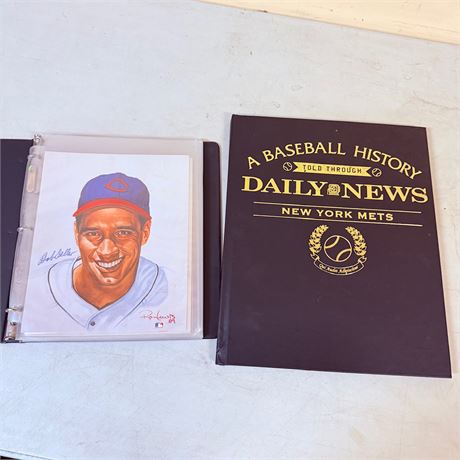 Signed Bob Feller + Ron Lewis Baseball Set + Baseball Book