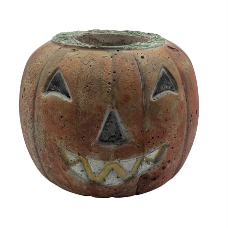 Painted Concrete Jack-O-Lantern