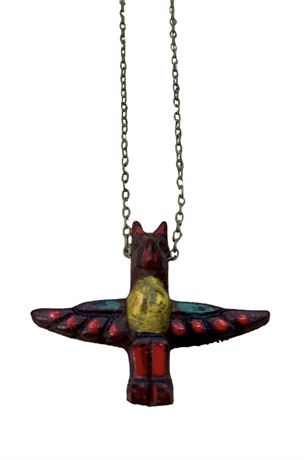 Vintage Travel Souvenir Animal Effigy Totem Pole Charm Necklace