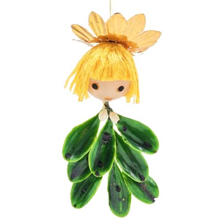 Vintage Japan Mistletoe Angel Ornament