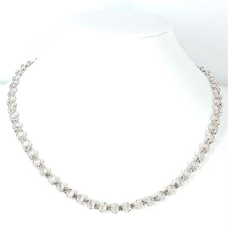Faux Pearl and Rhinestone Necklace