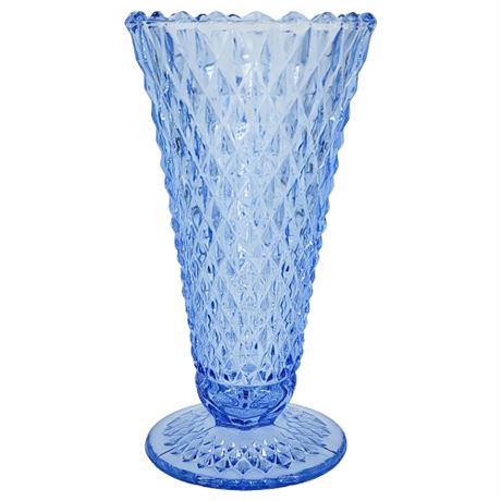 Vintage INDIANA GLASS Diamond Point Regal Blue Flower Vase