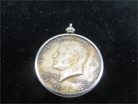 1964 Kennedy Half Silver Dollar Pendant