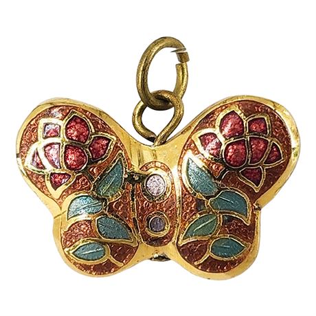 Vintage Cloisonné Mini Butterfly Pendant/Charm
