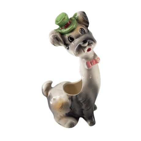 Vintage Long Neck Dog Porcelain with Bowtie Top Hat Planter