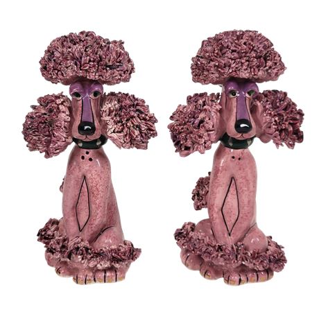 SWAK Sealed With A Kiss Ceramic Pink Spaghetti Poodle Salt and Pepper Set