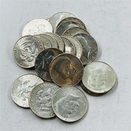BU $10 Roll 1964 Kennedy Half Dollars