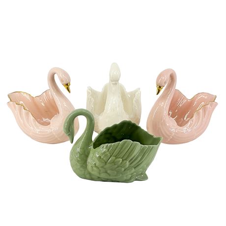 Lot of Four Vintage Lenox Porcelain Swans