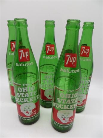Five 7UP Ohio State Buckeyes Commemorative Bottles