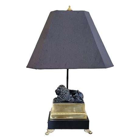 Frederick Cooper Neoclassical Brass Lion Table Lamp