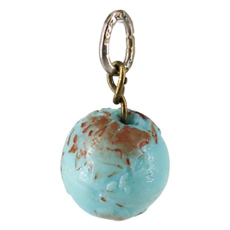 Vintage Glass Globe Charm w/ Sterling Jump Ring