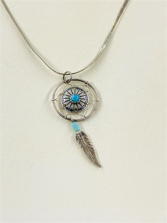 20g Vtg Navajo Dreamcatcher Sterling Necklace