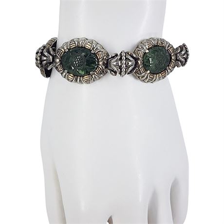 Carved Green Gemstone Bracelet