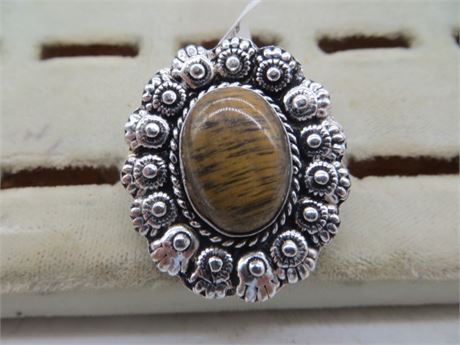 New Tiger Eye German Silver Ring Size 9