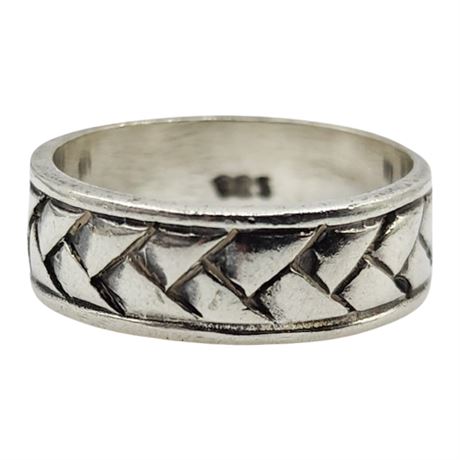 Vintage Sterling Silver Wheat/Braid Band Ring, Sz 7