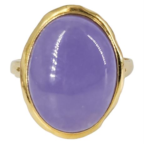 Vintage 14K Gold Lavender Jade Ring, Sz 7.25