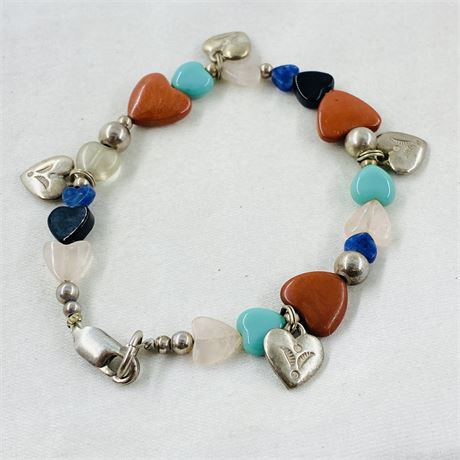 Stone Heart + Sterling 7” Bracelet