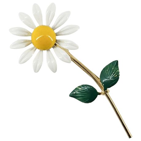 Vintage Enamel Flower Power Daisy Brooch