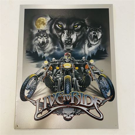 Live to Ride 12.5x16” Metal Retro Sign