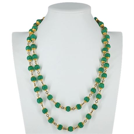 Vintage Green Italian Glass Beaded Necklace