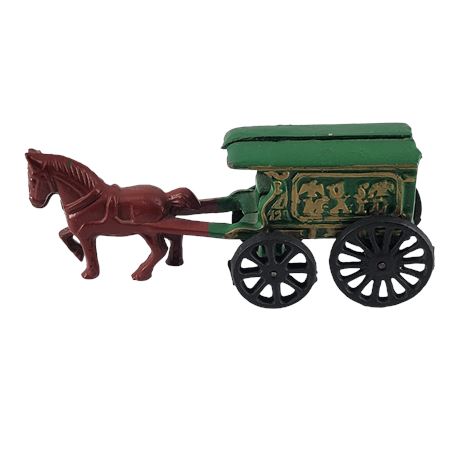 Vintage Cast Iron US Mail Wagon w/ Horse