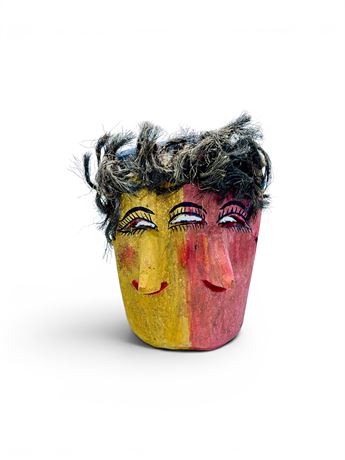 Vtg Two-Face Mexican Folk Art Mask