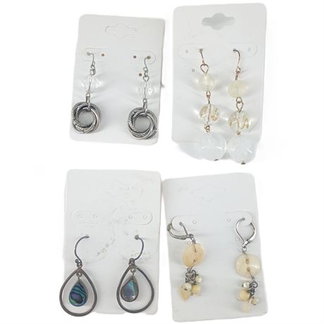 Earrings Lot - 925 Silver and Abalone, Shell Beads & Dangles